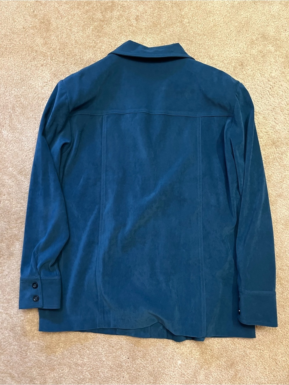 Dressbarn Woman Size 1X Teal Blue Faux Suede Button Front Jacket Shacket - Picture 4 of 7